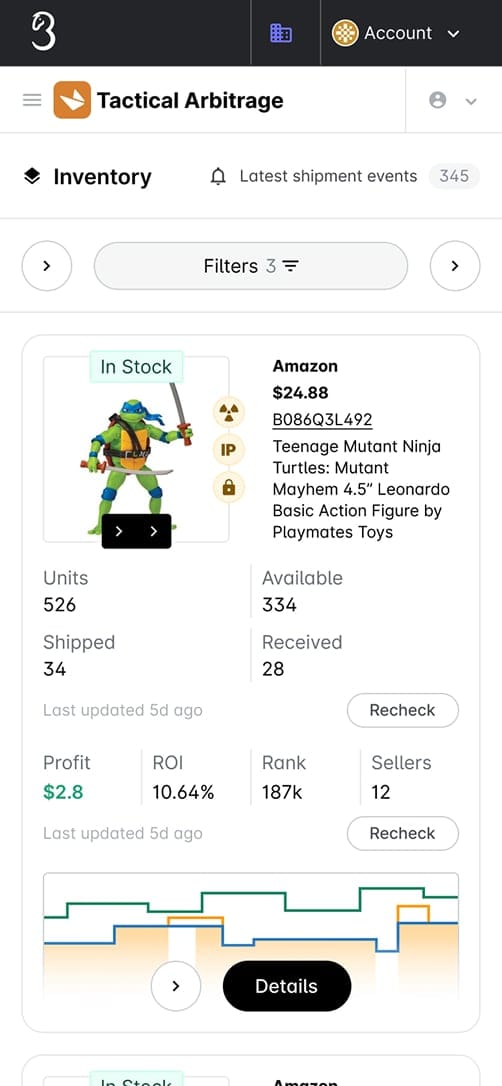 Threecolts Tactical Arbitrage Mockup Mobile.